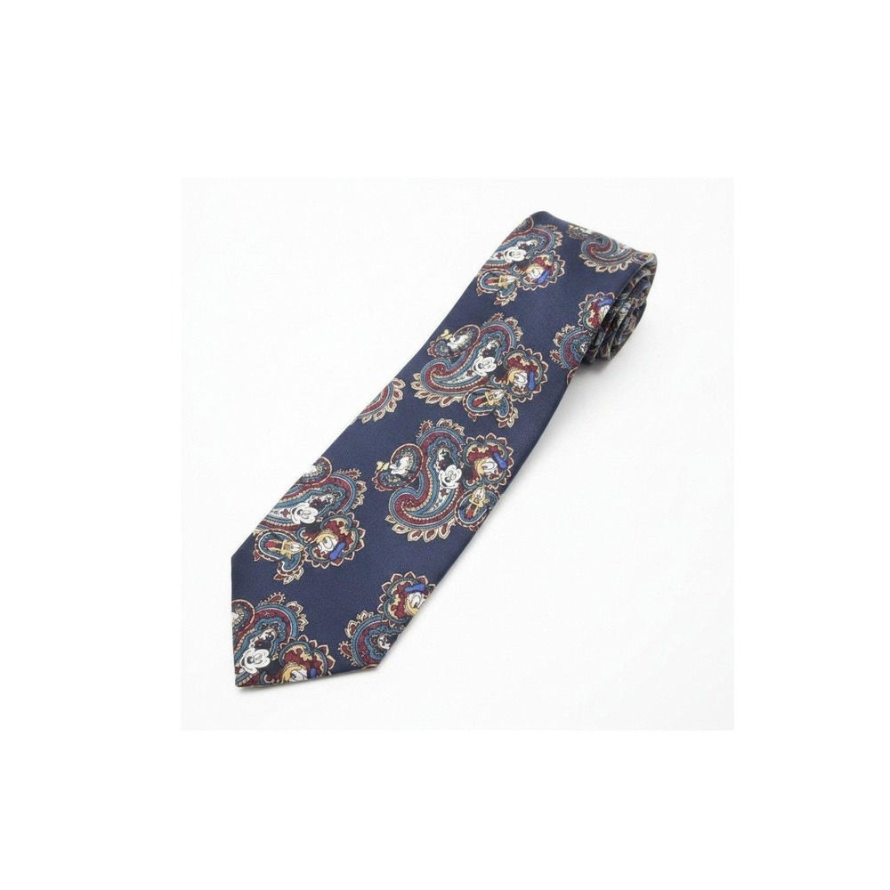 Disney Mickey Unlimited Necktie Mens OS Navy Blue Paisley Mickey Donald Pluto